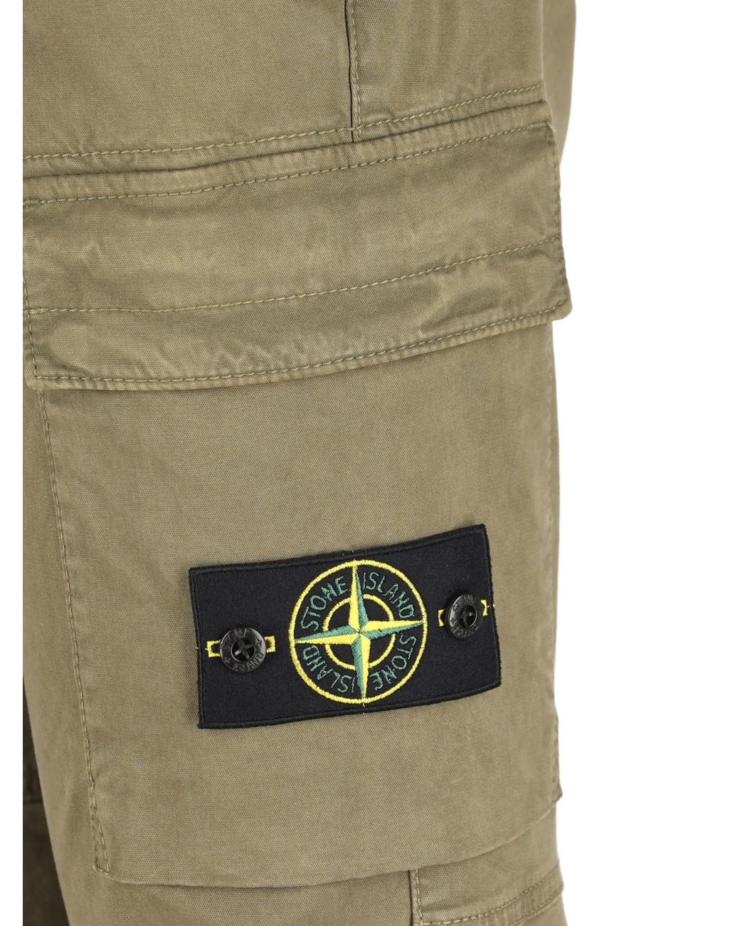 Stone Island Green Logo Patch Pants for men