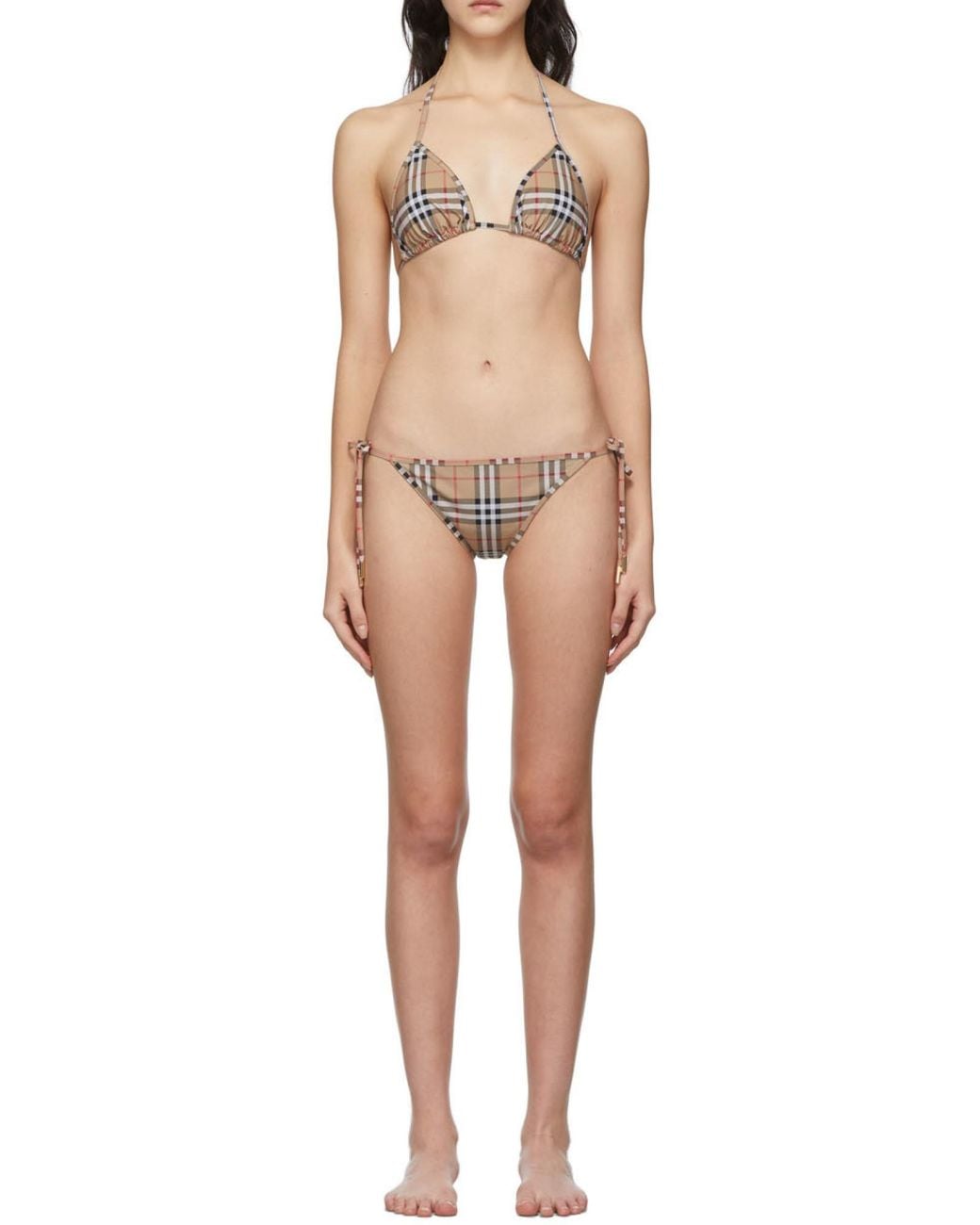 Burberry White Vintage Check Bikini Set