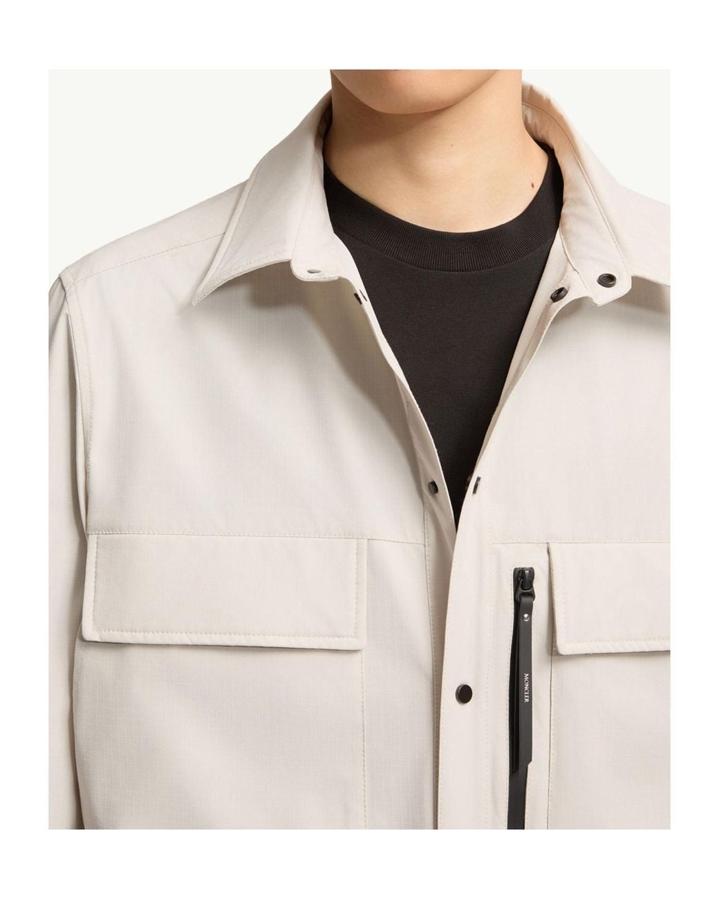 Moncler White Logo Patch Utility Pocket Jacket for men