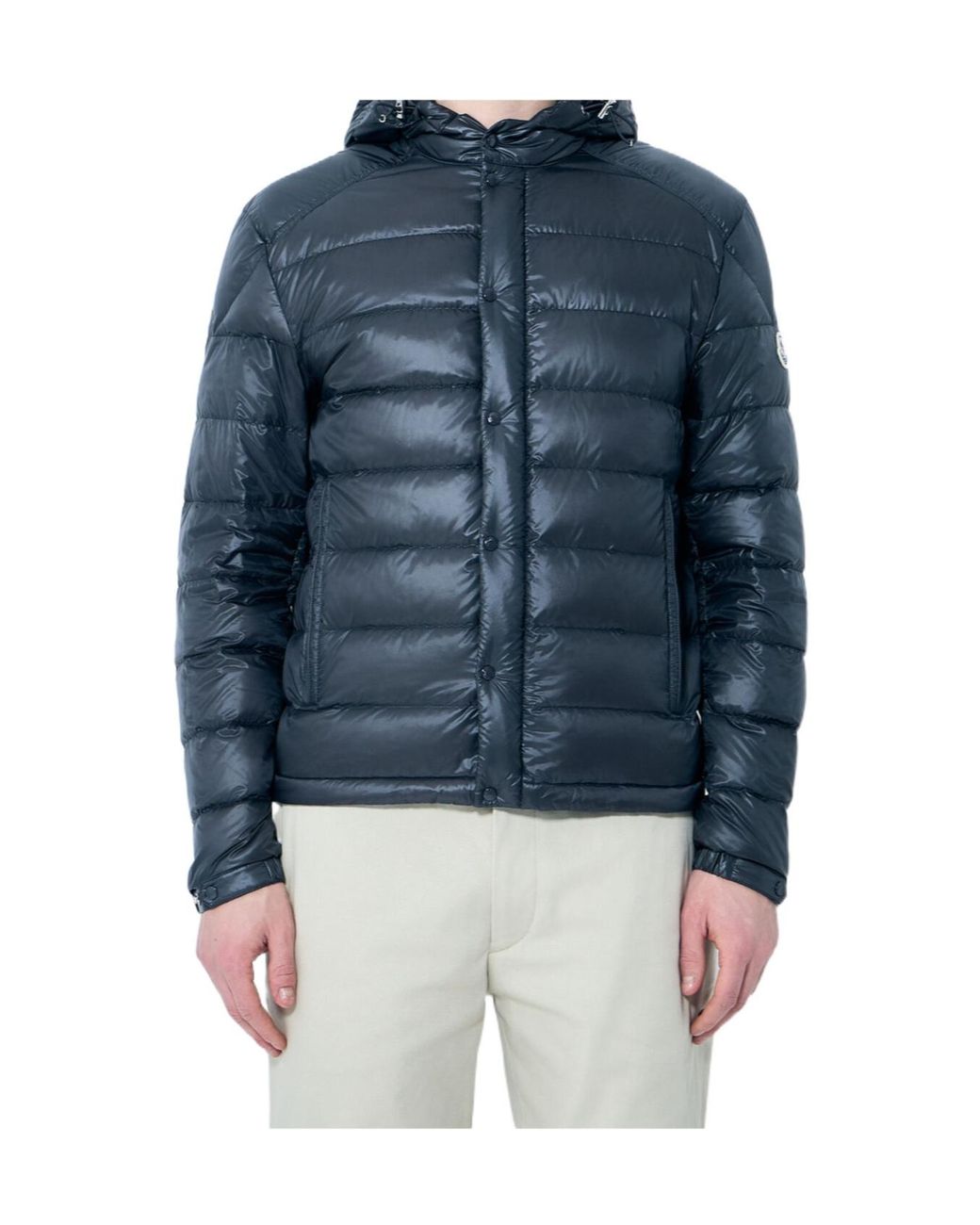 Moncler Blue Gliere Logo Patch Padded Jacket for men
