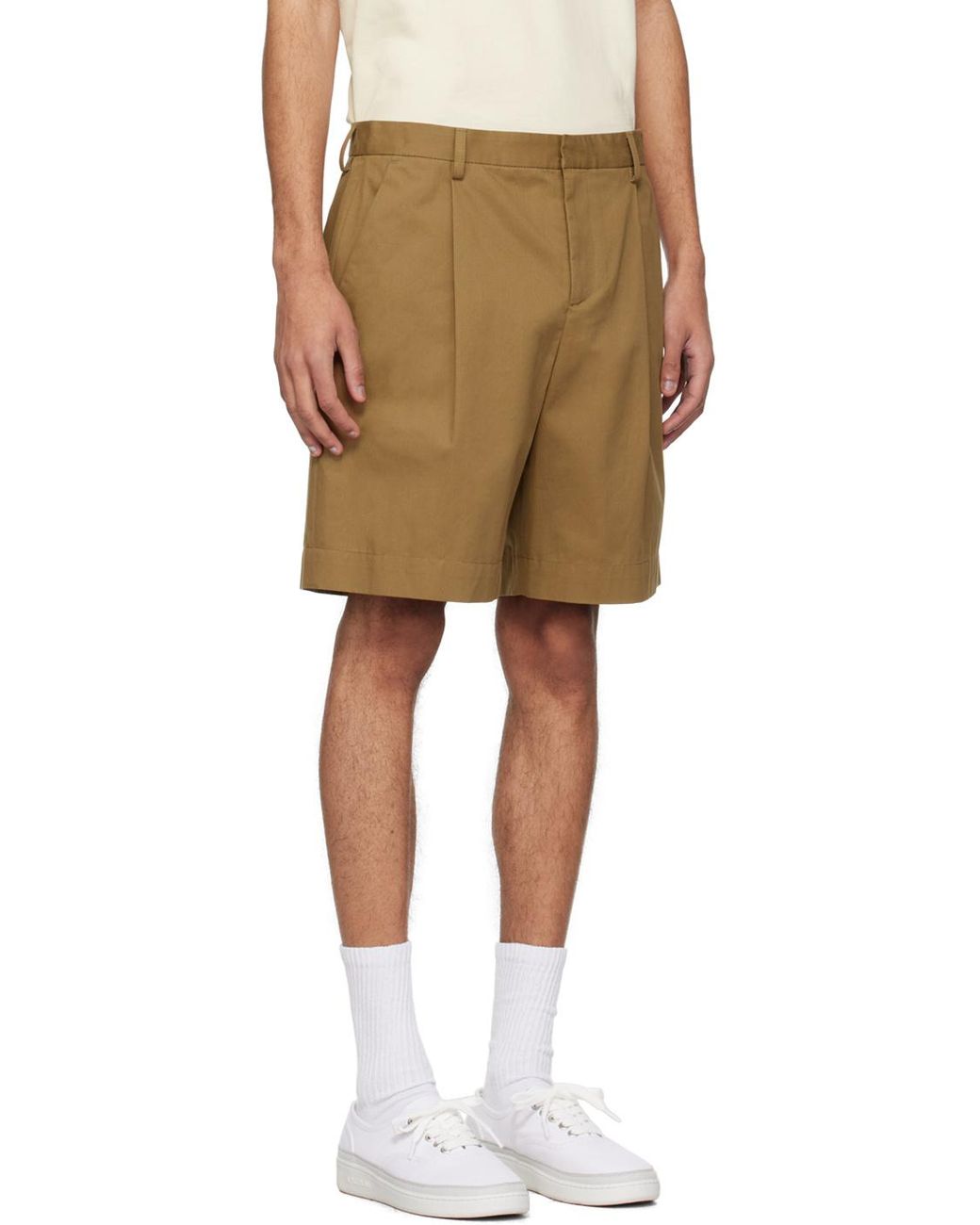 A.P.C. Natural Pleated Bermuda Shorts for men