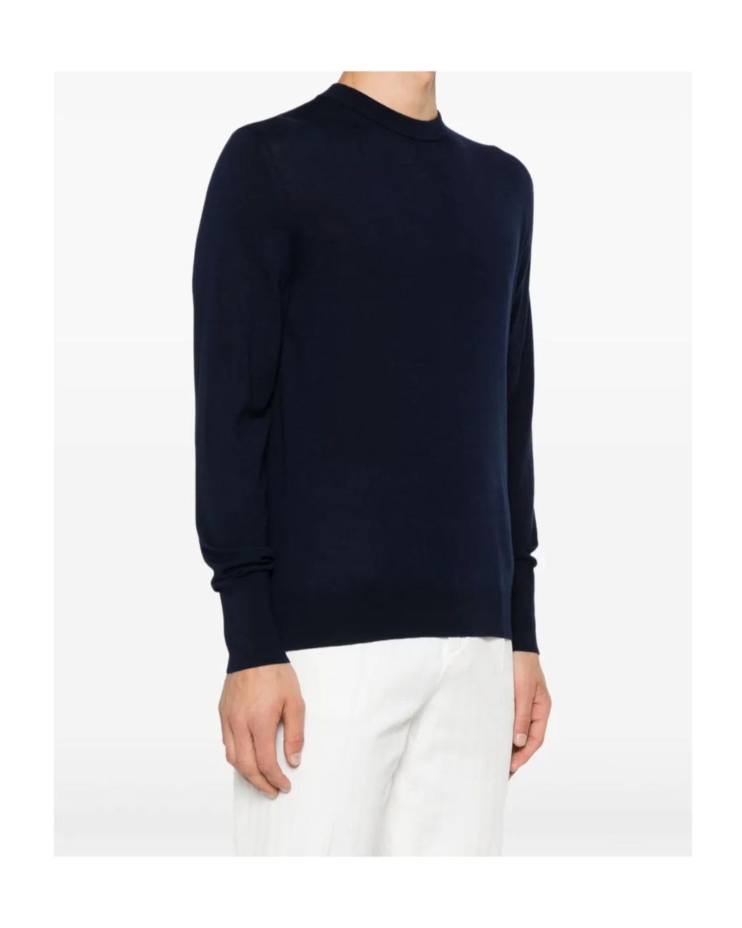 Eleventy Blue Ribbed Crew Neck Knitwear for men