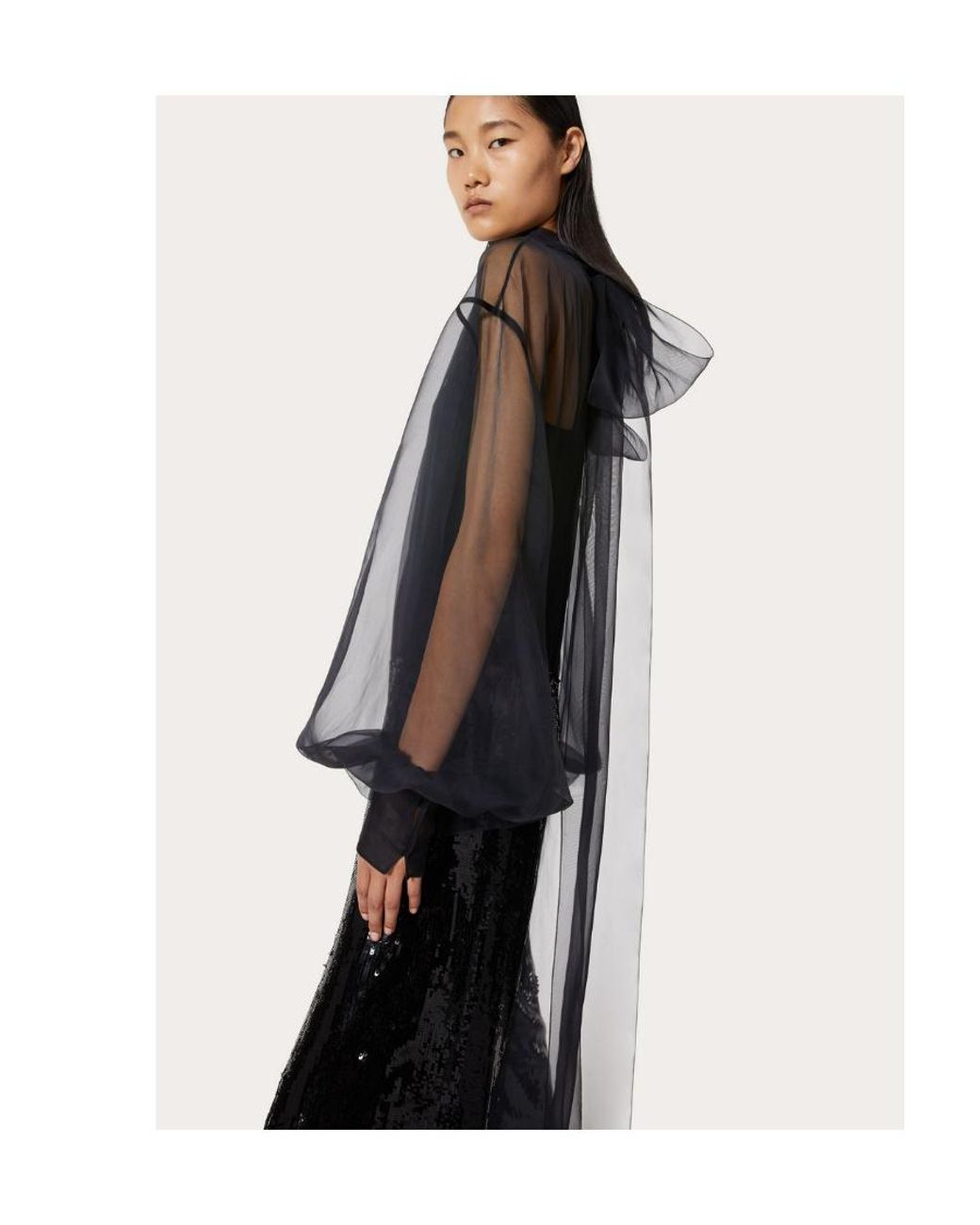 Valentino Black Bow-Trimmed Long-Sleeved Jumpsuit