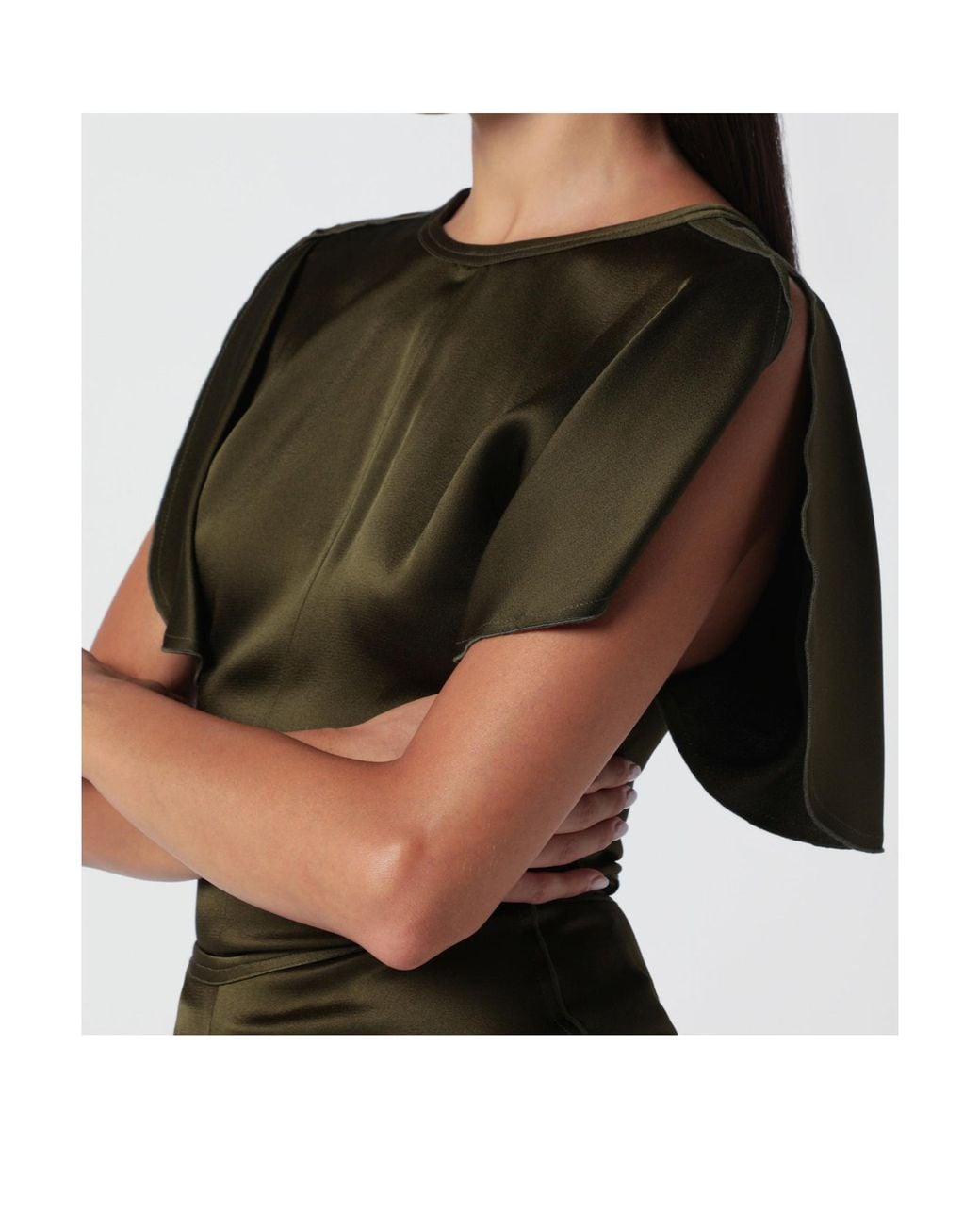 Victoria Beckham Green Crêpe Satin Top