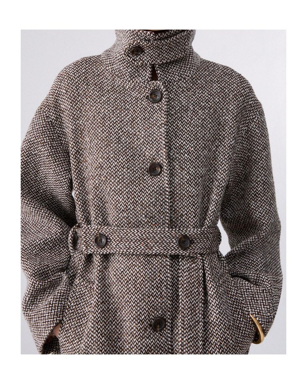 Liu Jo Gray Belted Houndstooth Coat