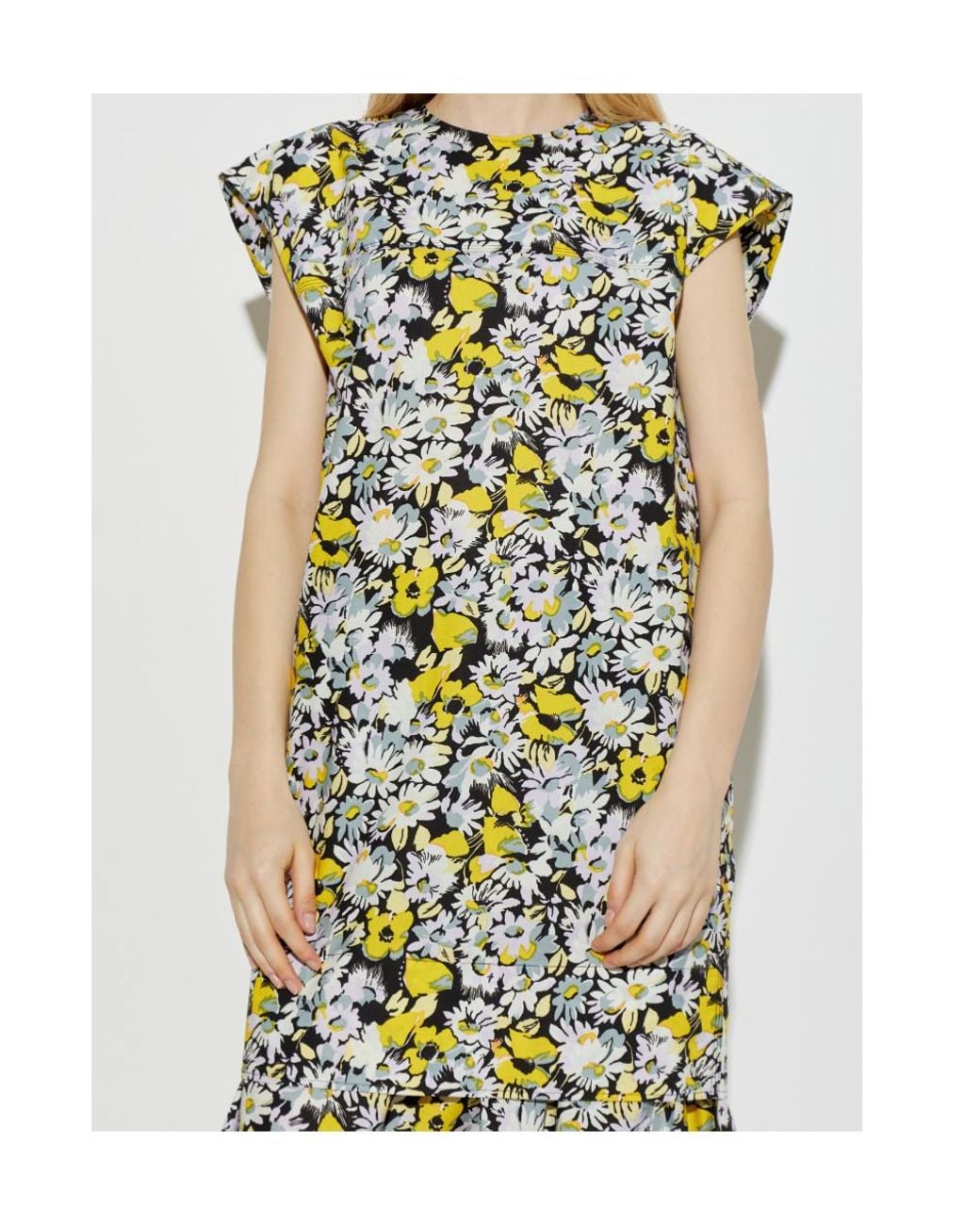 Marni Green Floral Motif Butterfly Shoulder Dress