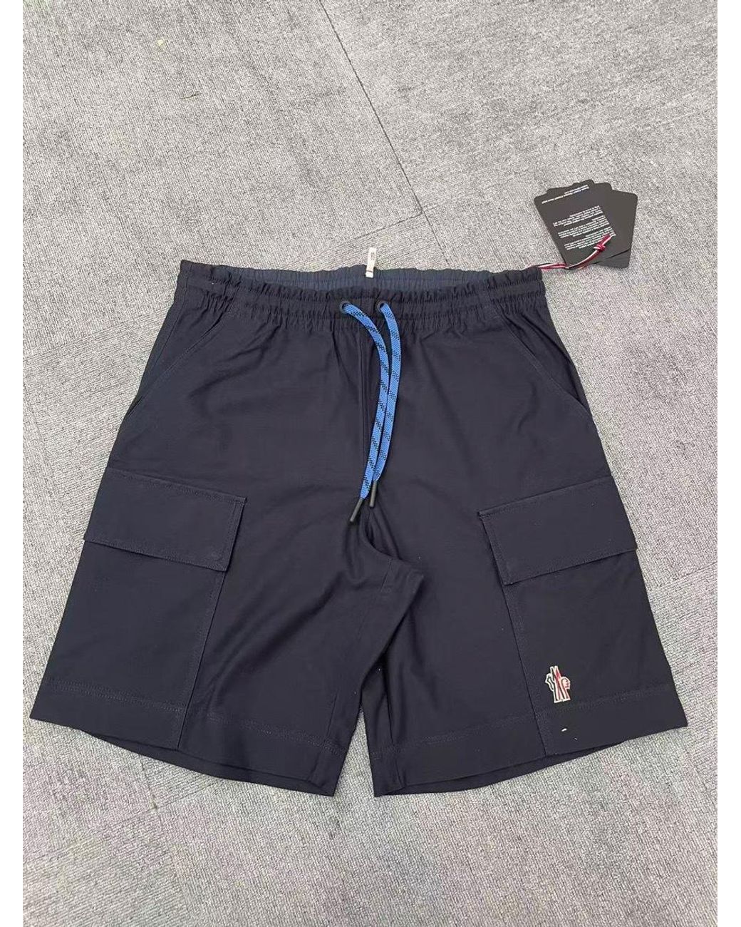 Moncler Blue Cotton Gabardine Cargo Shorts for men