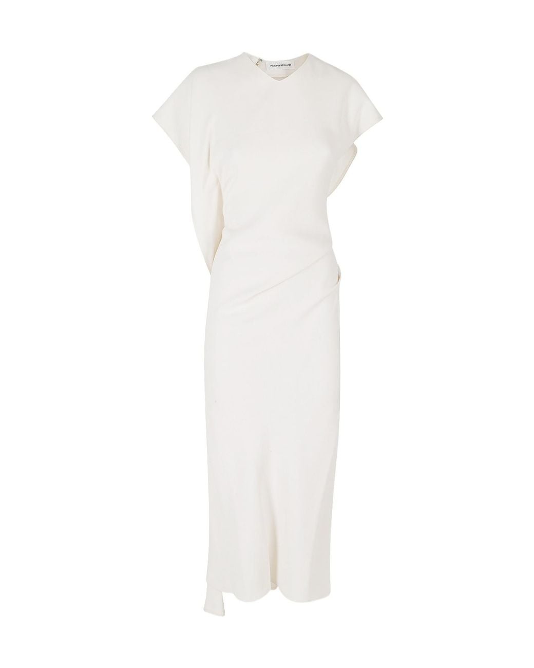 Victoria Beckham White Victoria Drape-Detail Midi Dress