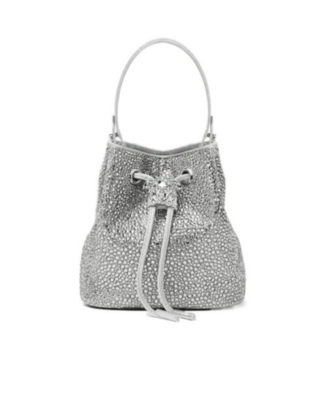 Versace Gray La Medusa Embellished Satin Mini Bucket Bag