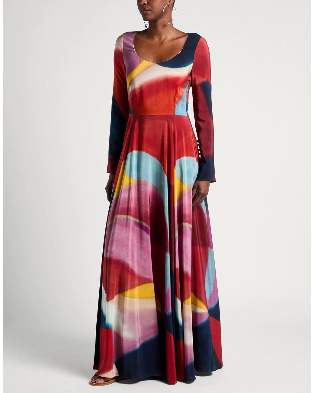 Chloé Red Brick Maxi Dress Silk