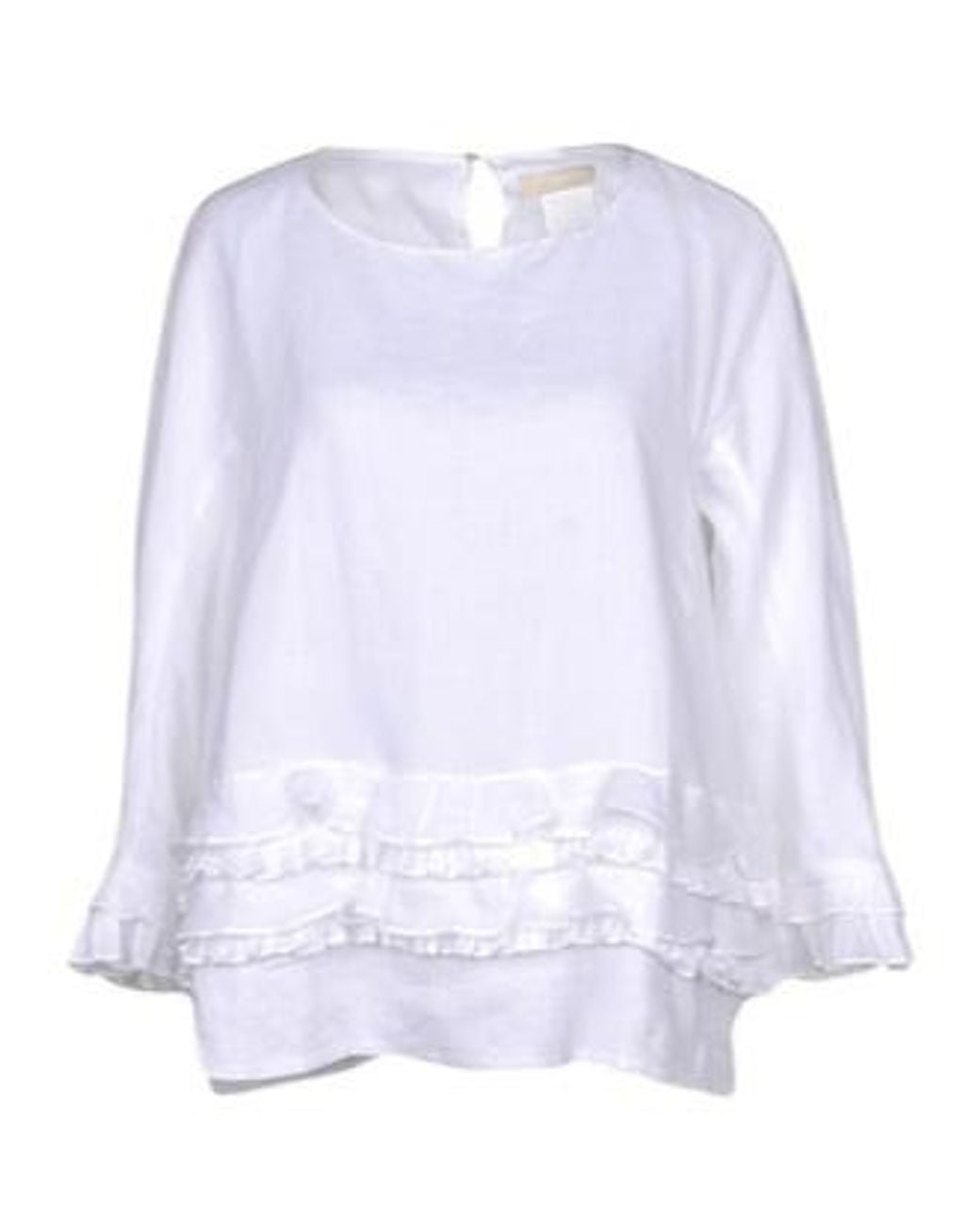 Max Mara White Three-Quarter Sleeve Round-Neck Top