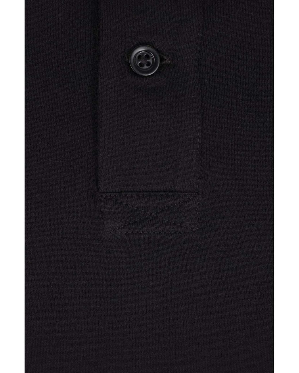 Brunello Cucinelli Blue Logo Embroidered Long-Sleeved Polo Shirt for men