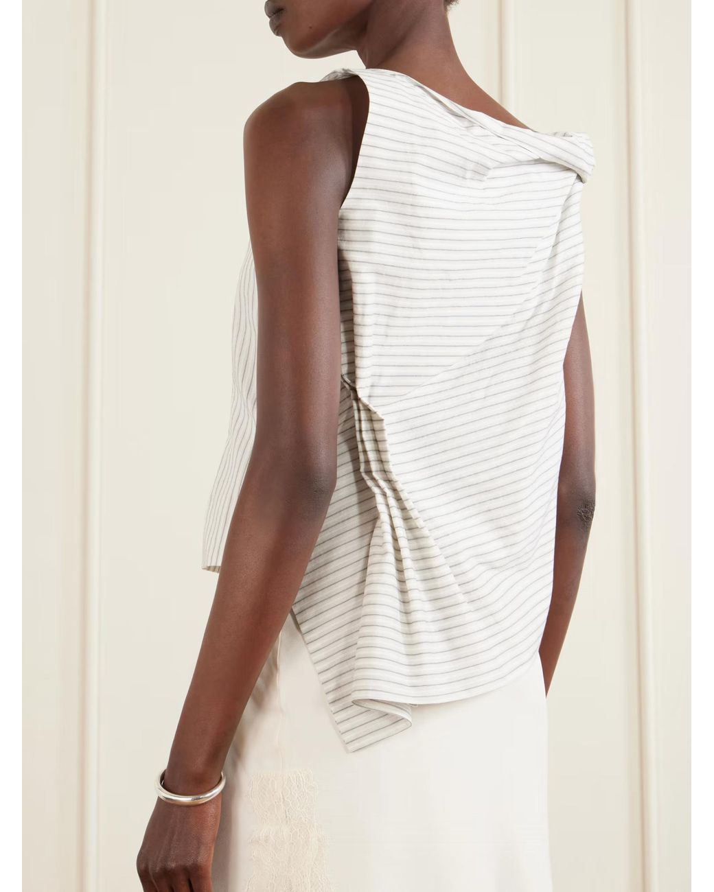 Rohe White Draped Stripe Top