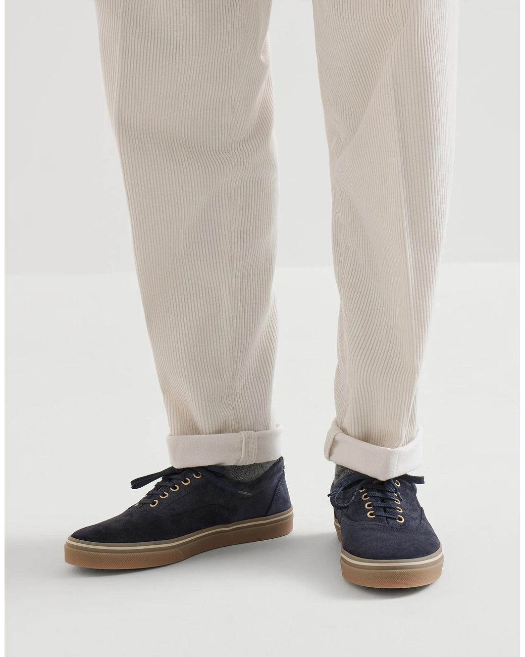 Brunello Cucinelli Blue Suede Sneakers for men