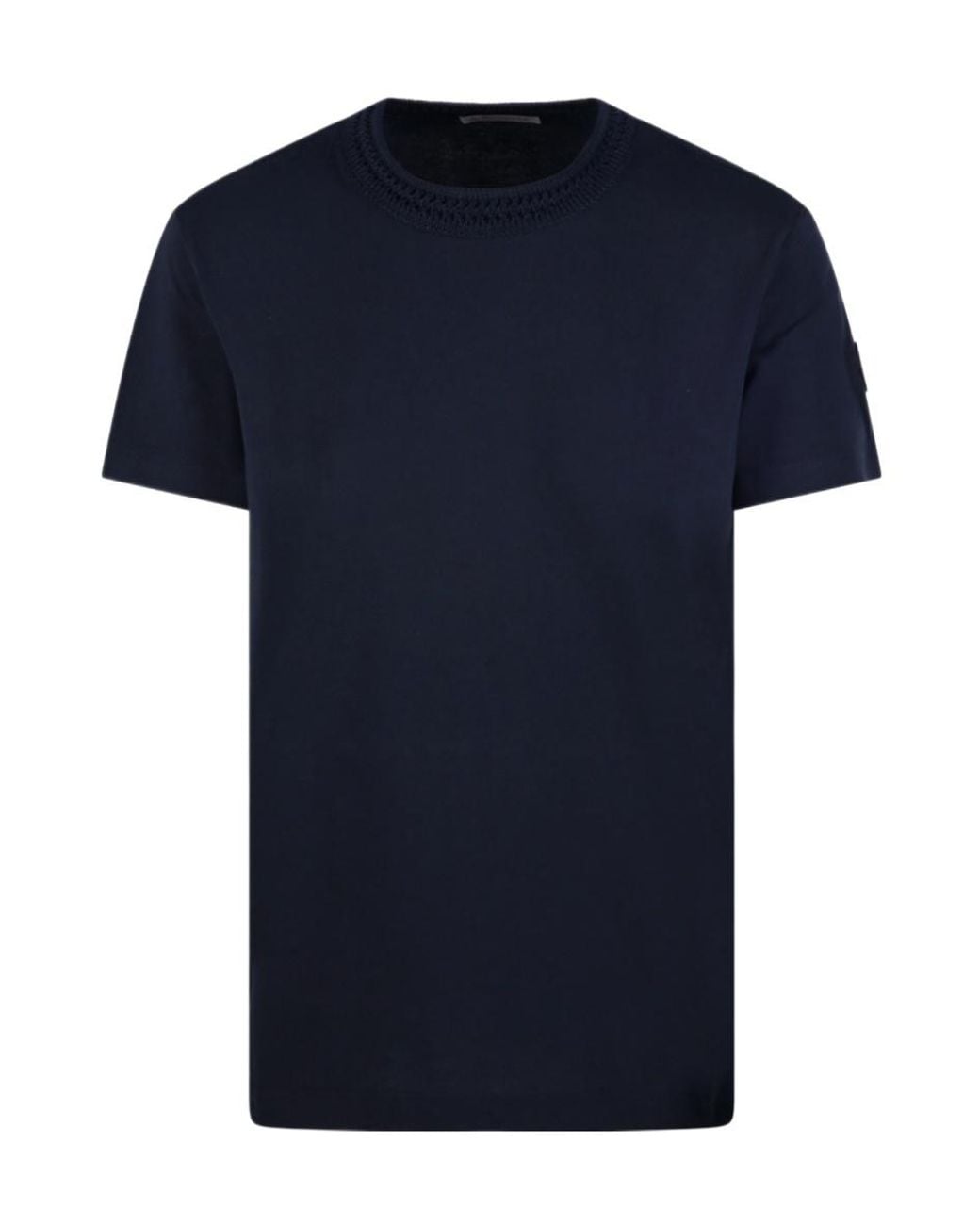 Moncler Blue Textured Neck T-Shirt