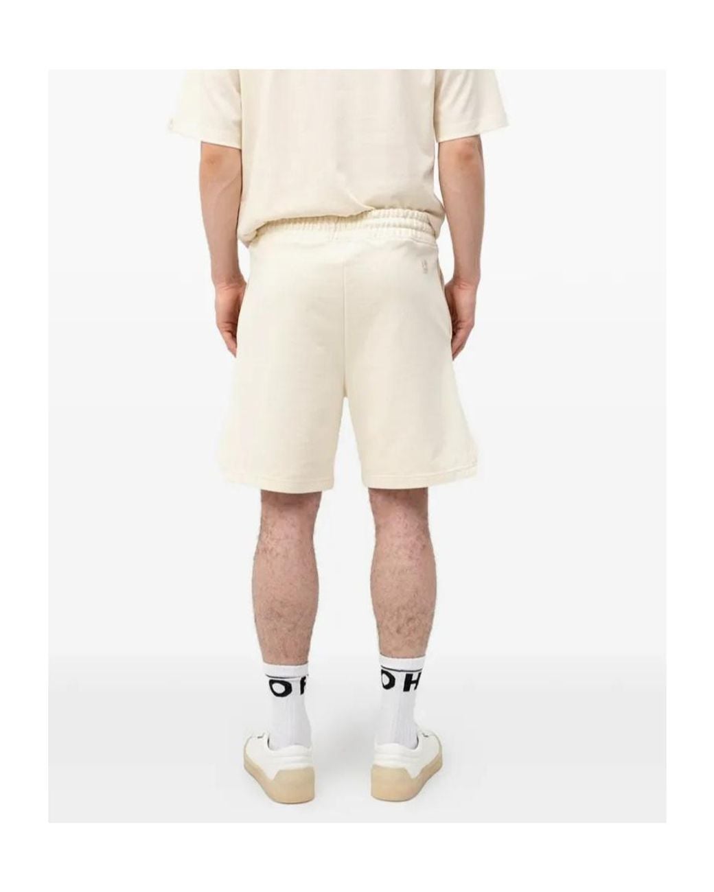 Boss Natural Drawstring-Fastening Logo-Patch Shorts for men