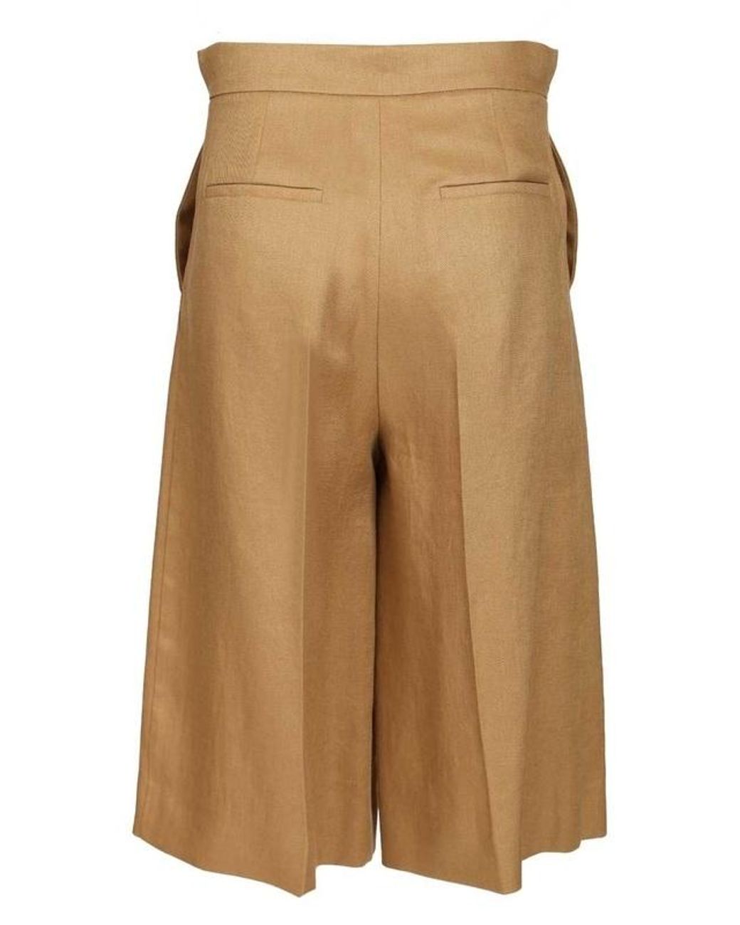 Max Mara Natural Kaki Pleated Bermuda Shorts