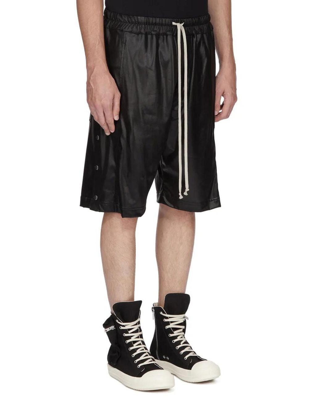 Rick Owens Black Wide Pusher Shorts for men