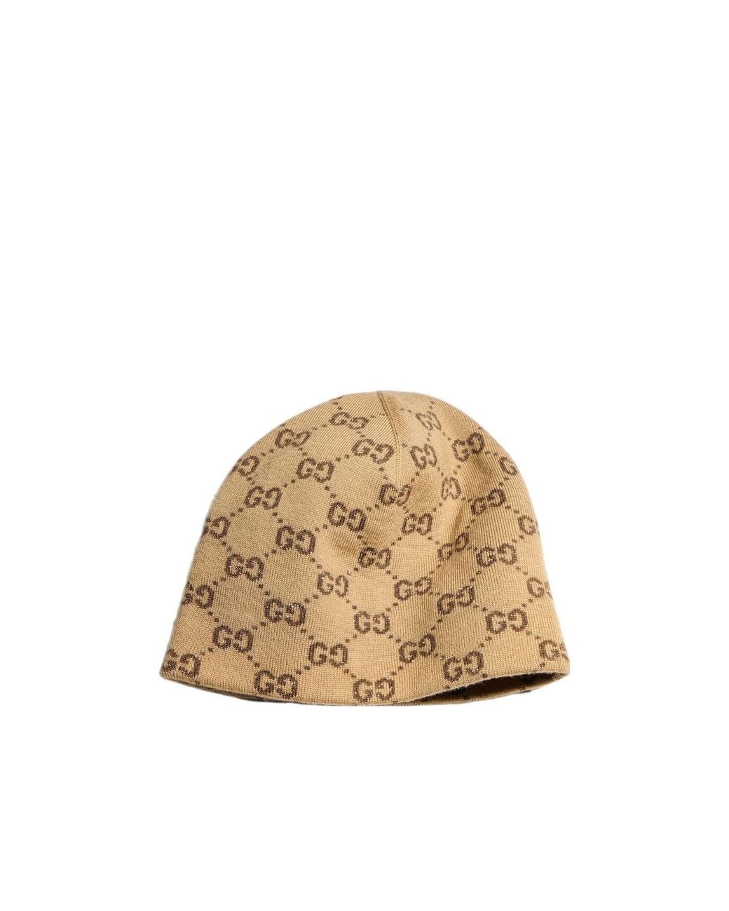 Gucci Natural Gg Wool Viscose Lamé Jacquard Hat