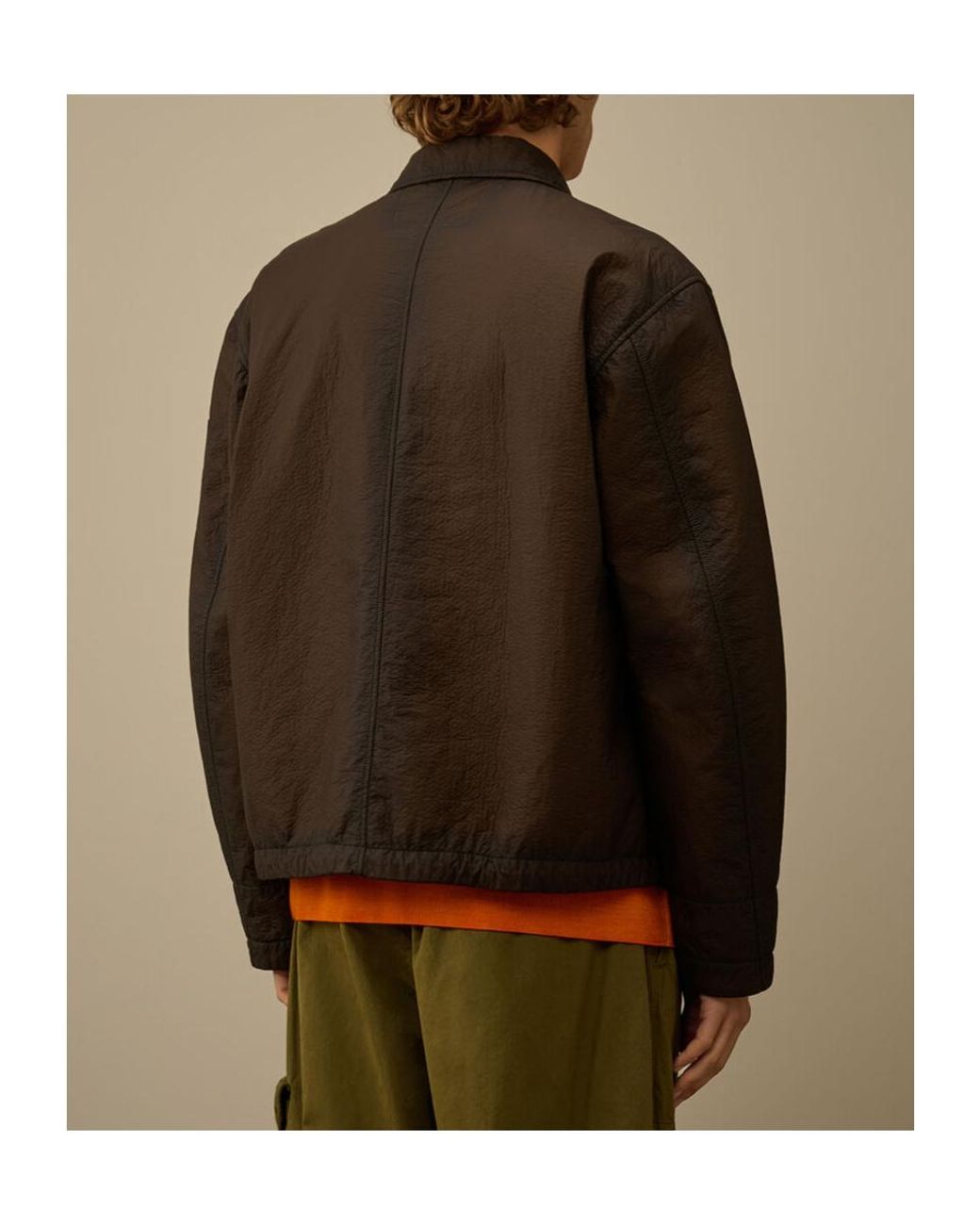 C P Company Brown Feltro Bi-Film Short Jacket for men