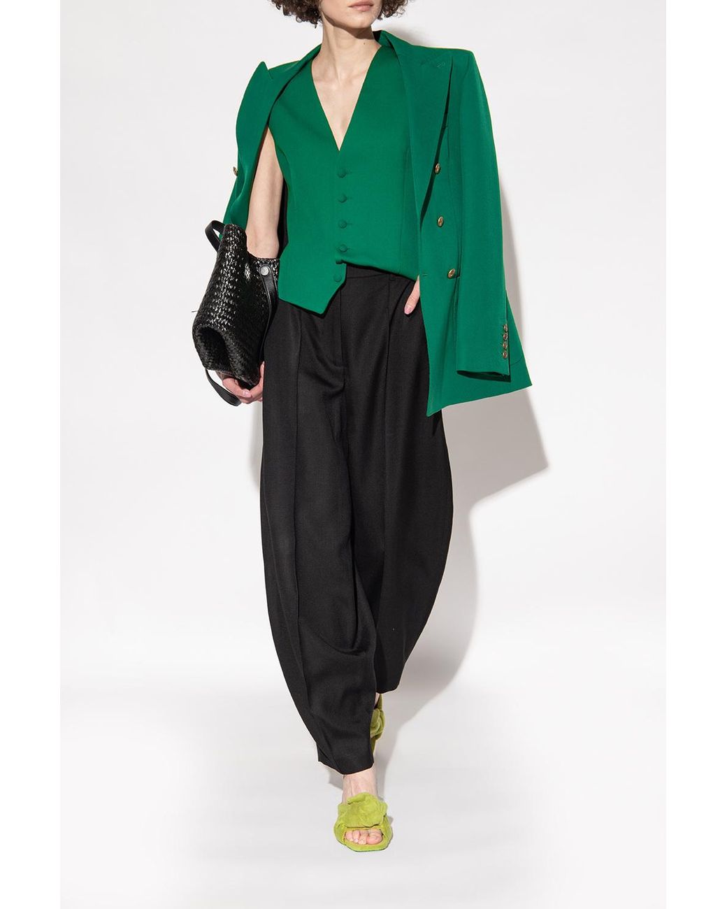 J.W. Anderson Green Terrycloth Open-Toe Mules