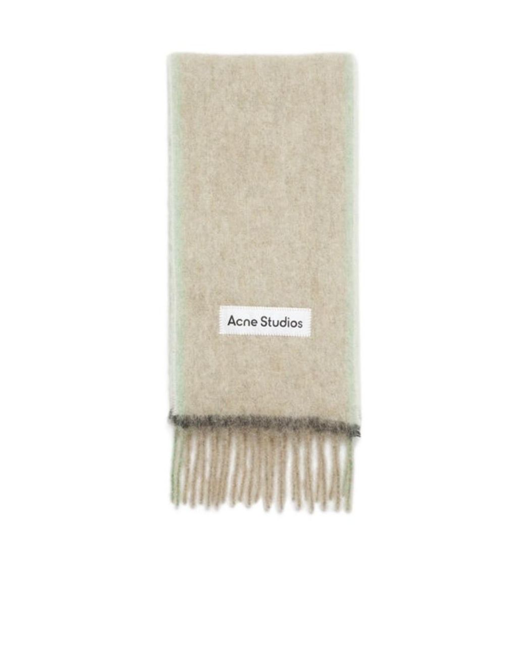 Acne White Logo Patch Fringed-Edge Scarf