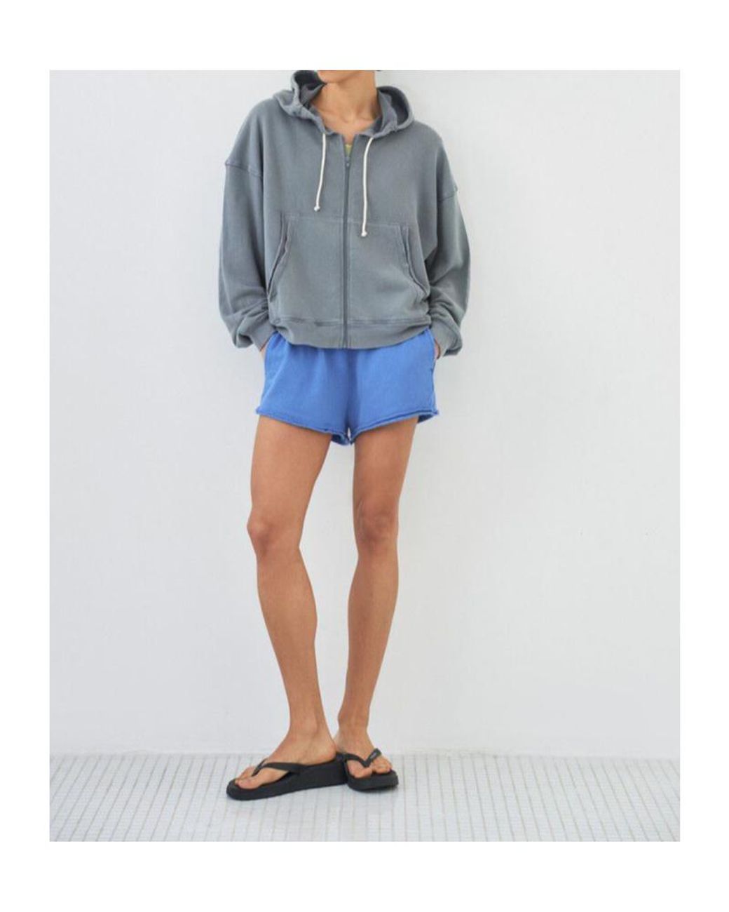 American Vintage Gray Distressed Zip Hoodie