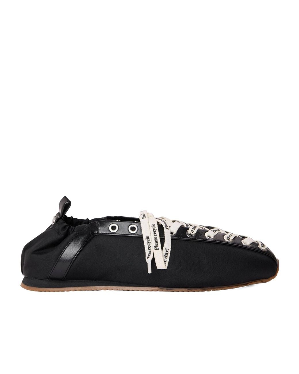 Ganni Black Lace-Up Ballet Shoes
