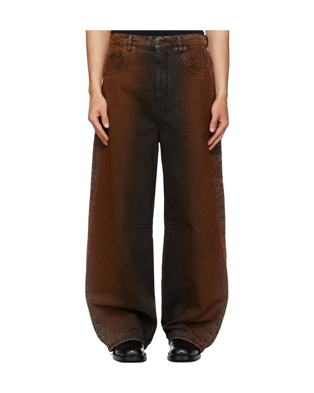 Egonlab Brown Oversized Jeans for men