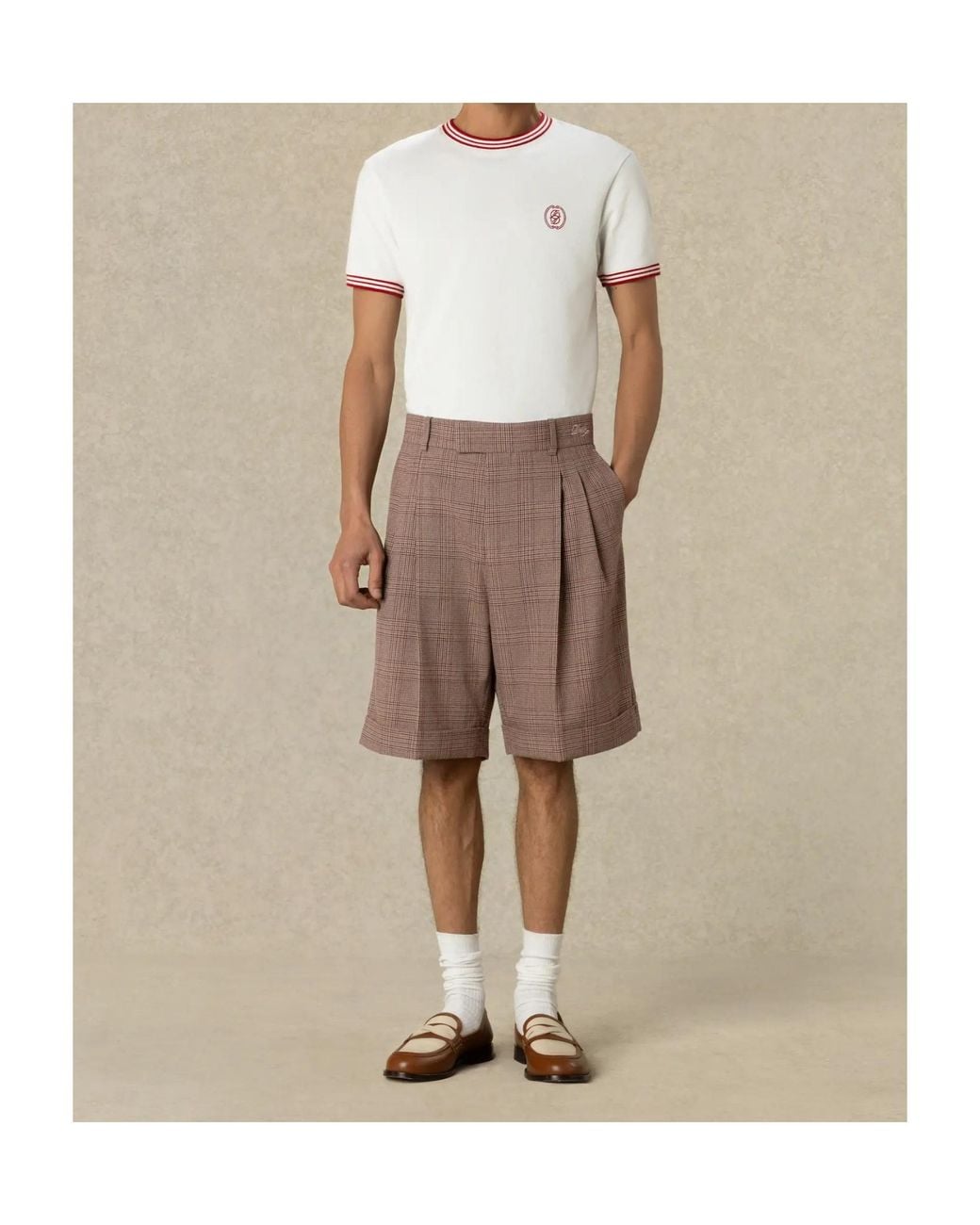 Drole de Monsieur Brown Prince Of Wales Tailored Shorts for men