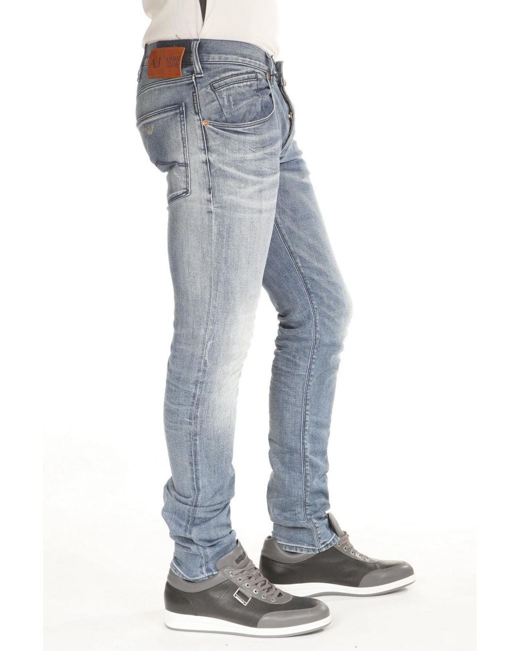 Armani Jeans Blue Logo Logo Denim Trousers for men
