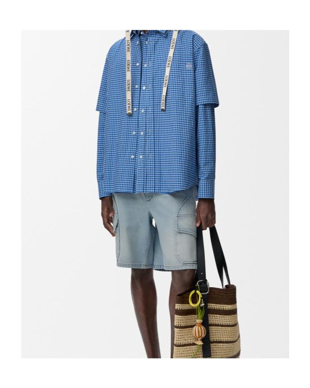 Loewe Blue Denim Cargo Shorts for men