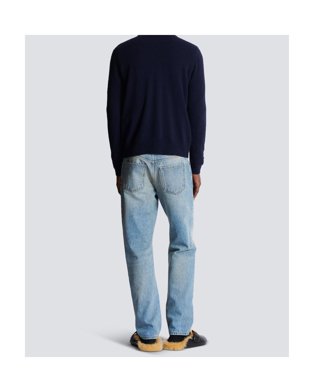 Balmain Blue Relaxed Fit Knit Jumper for men
