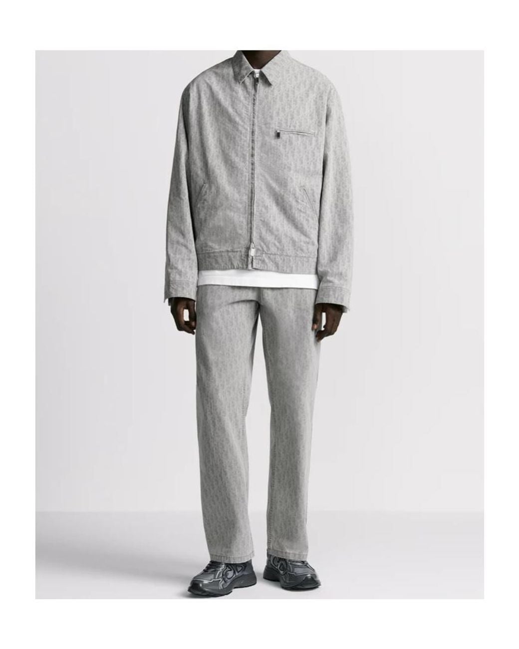 Dior Gray Homme Oblique Zipped Blouson Jacket for men