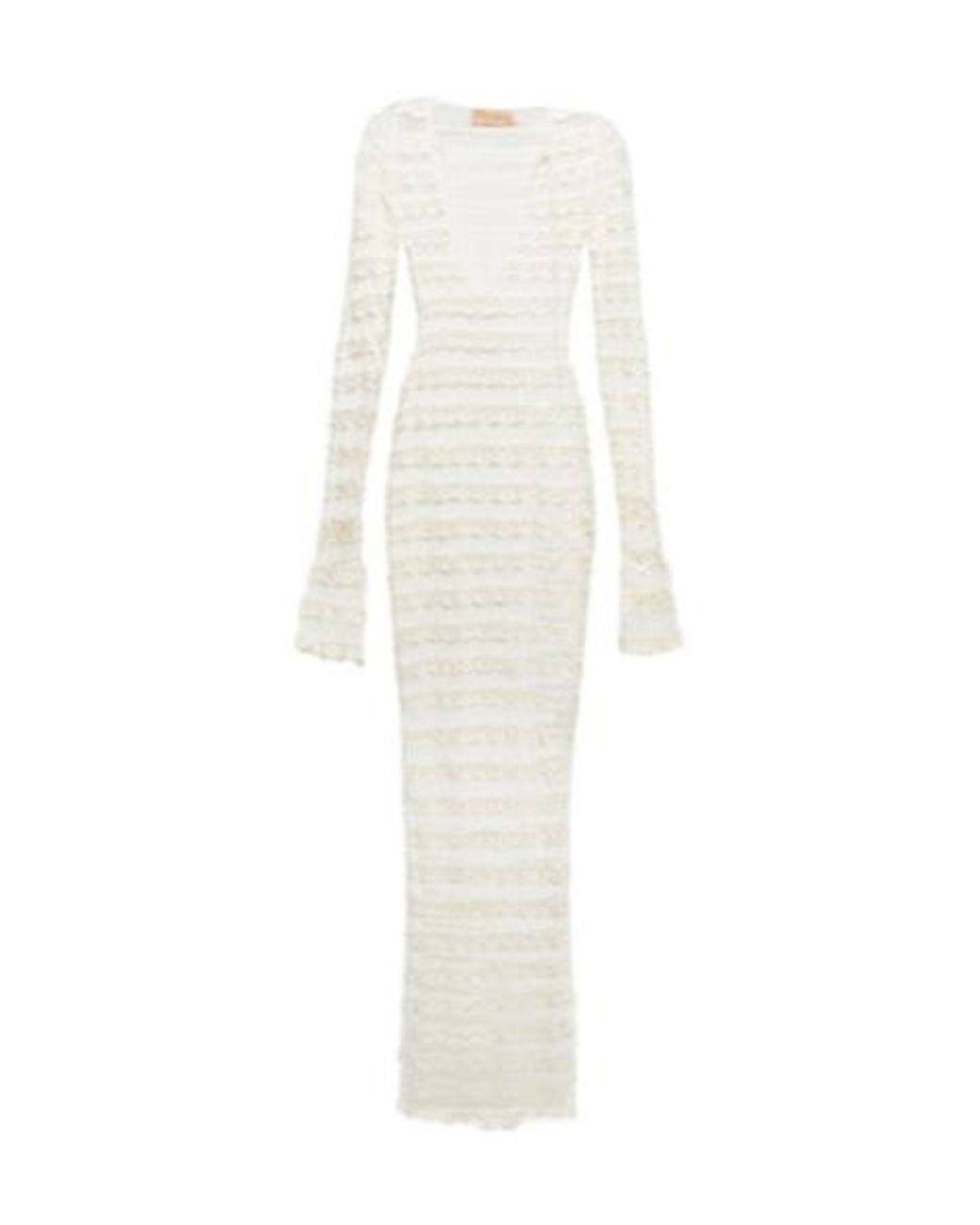 AYA MUSE White Semi-Sheer Lace Maxi Dress