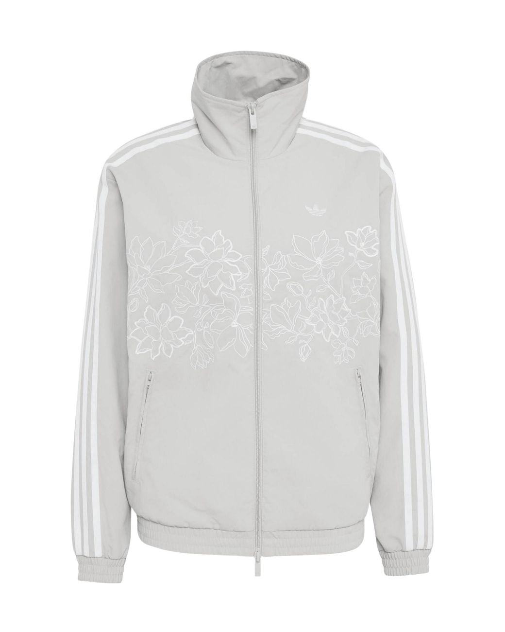 Adidas Originals White Stand-Collar Zip-Up Track Jacket
