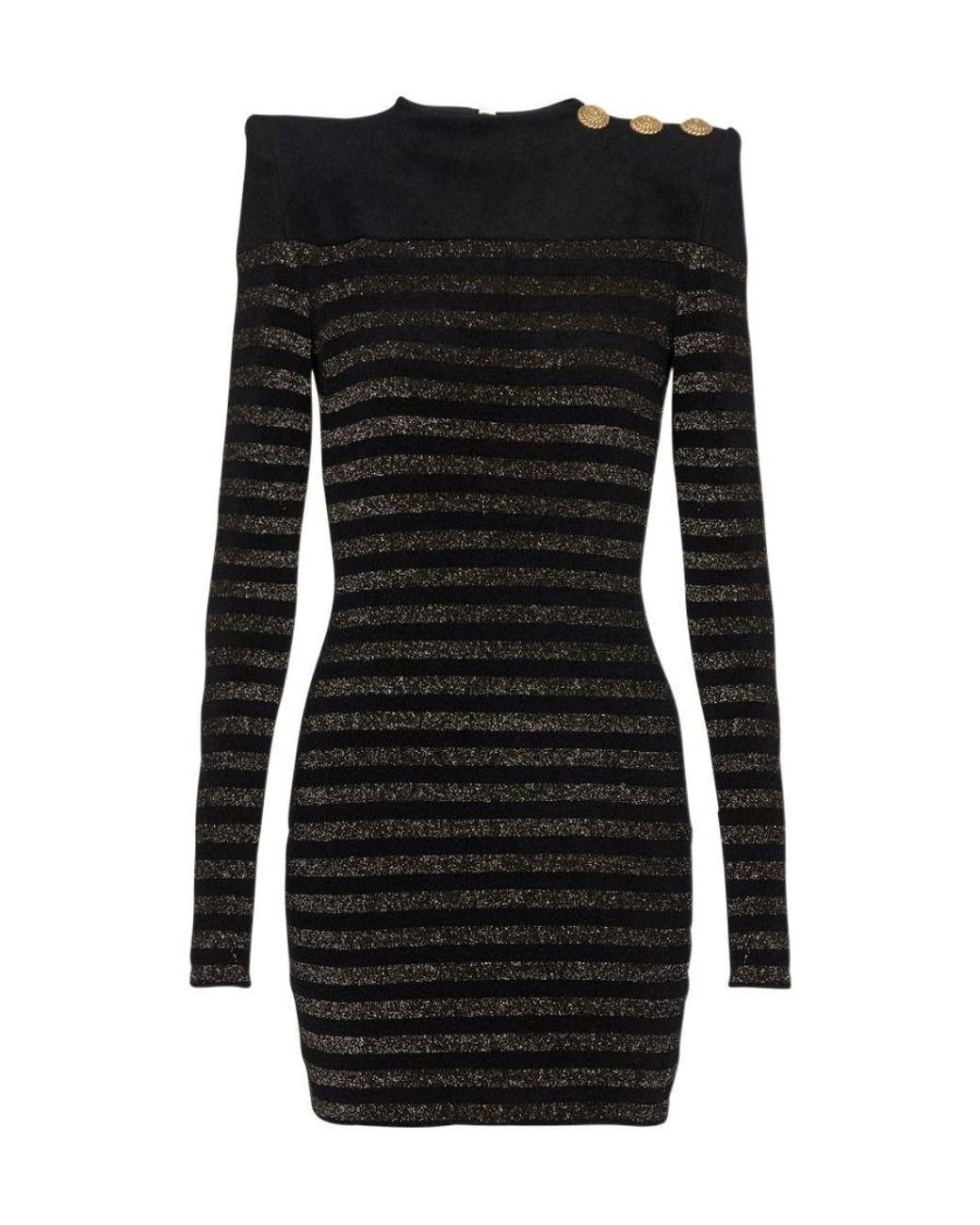 Balmain Black Striped Lurex Jersey Dress