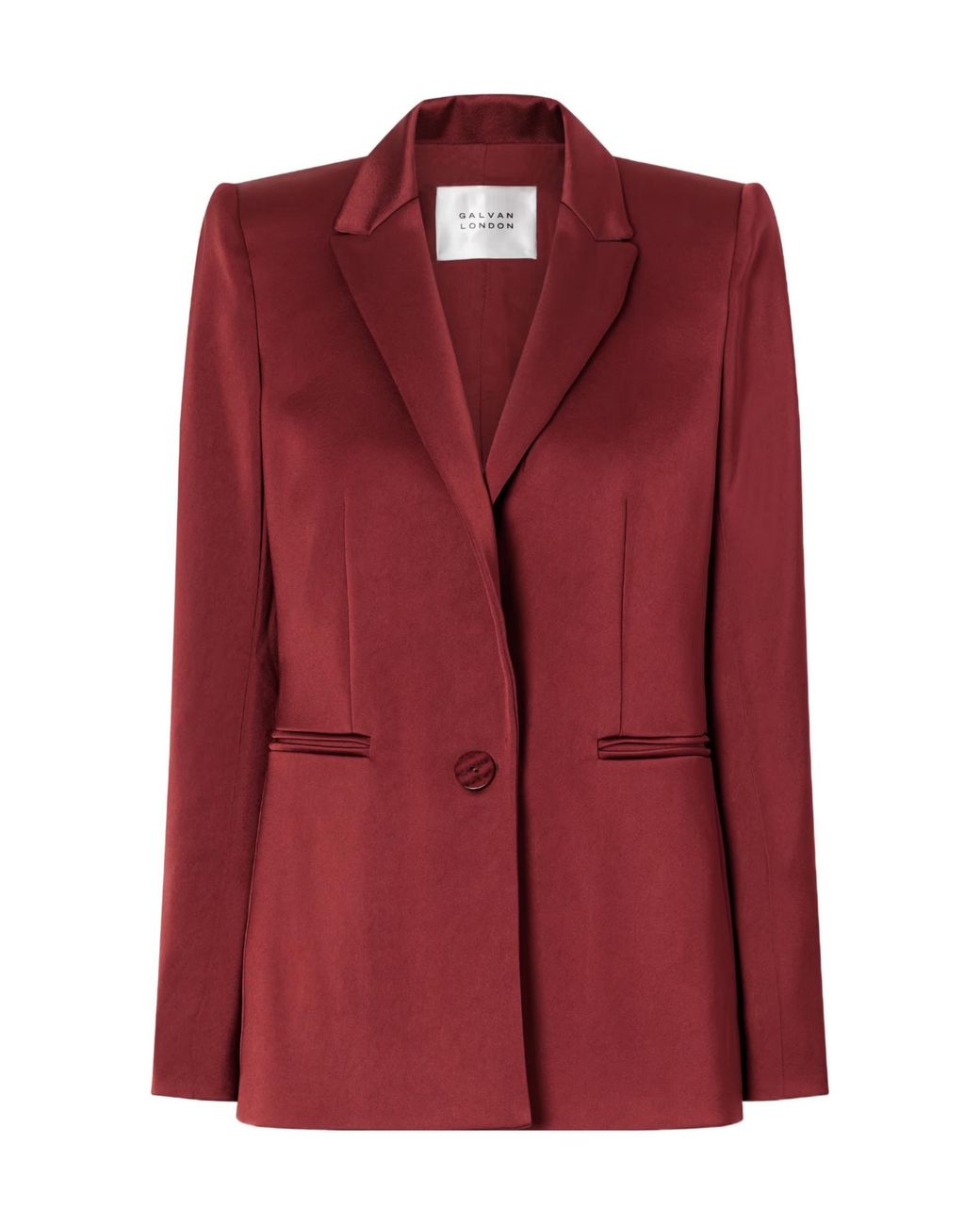 Galvan Red Satin Single-Breasted Blazer
