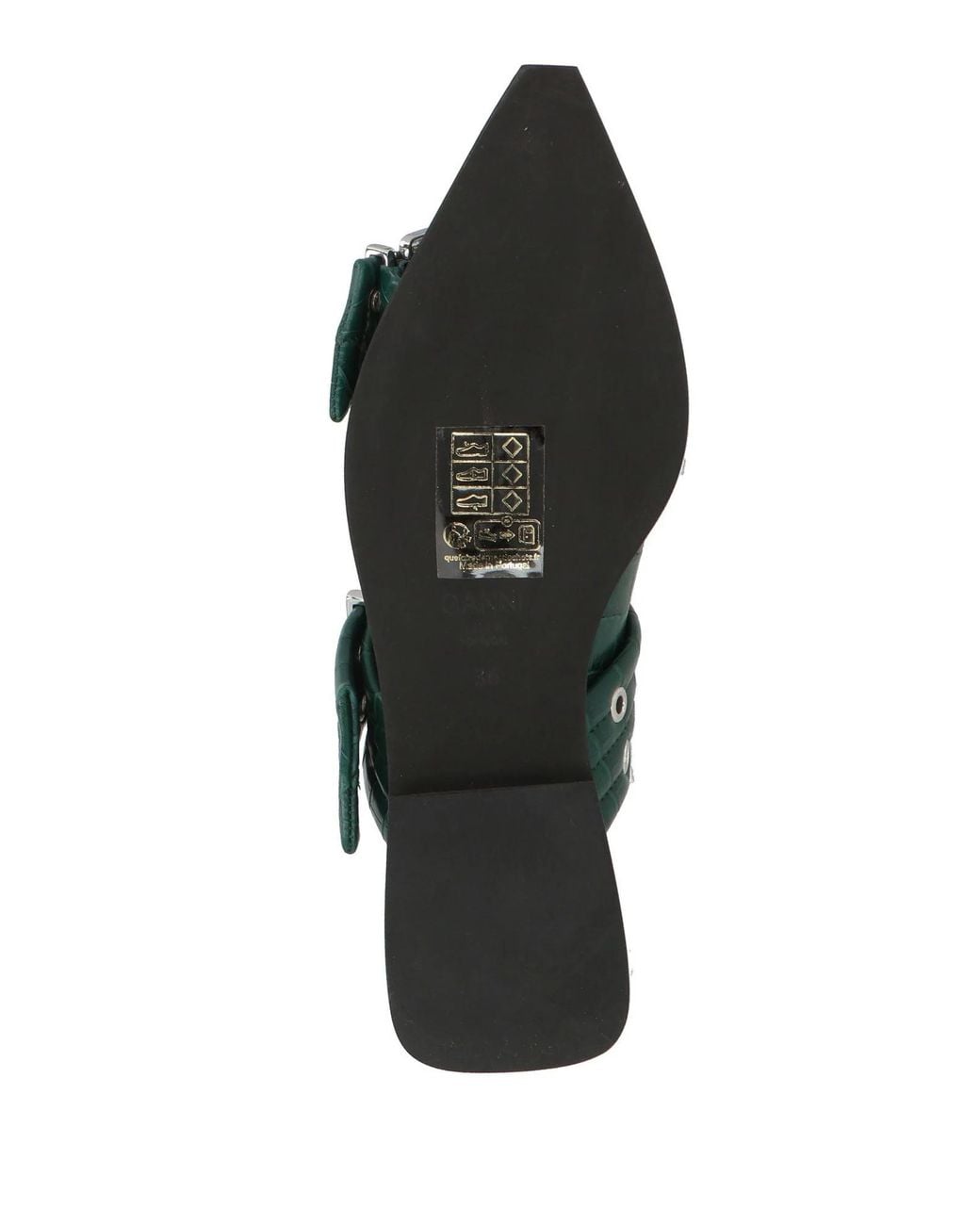 Ganni Green Slingback Ballet Flats