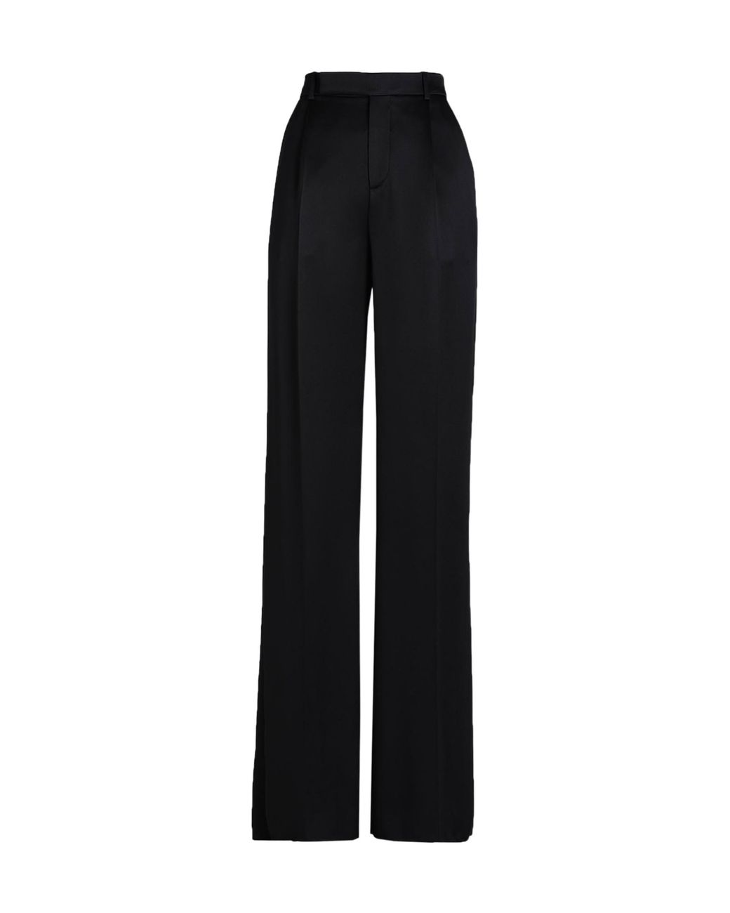 Saint Laurent Black Solid Color Satin Trousers