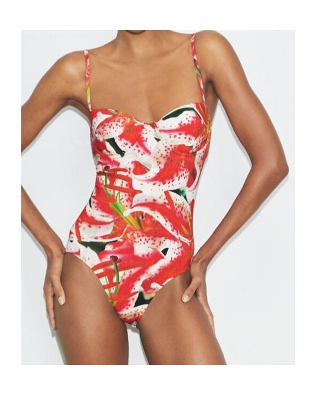 Tory Burch Red Floral-Print Swimsuit