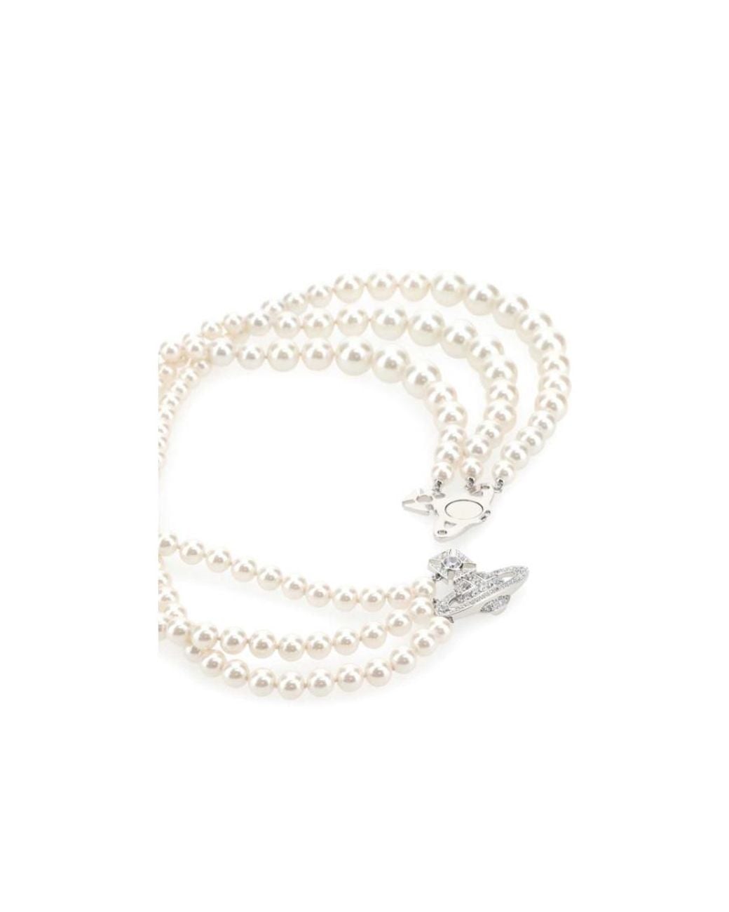 Vivienne Westwood White Orb-Detailed Embellished Pearl Necklace