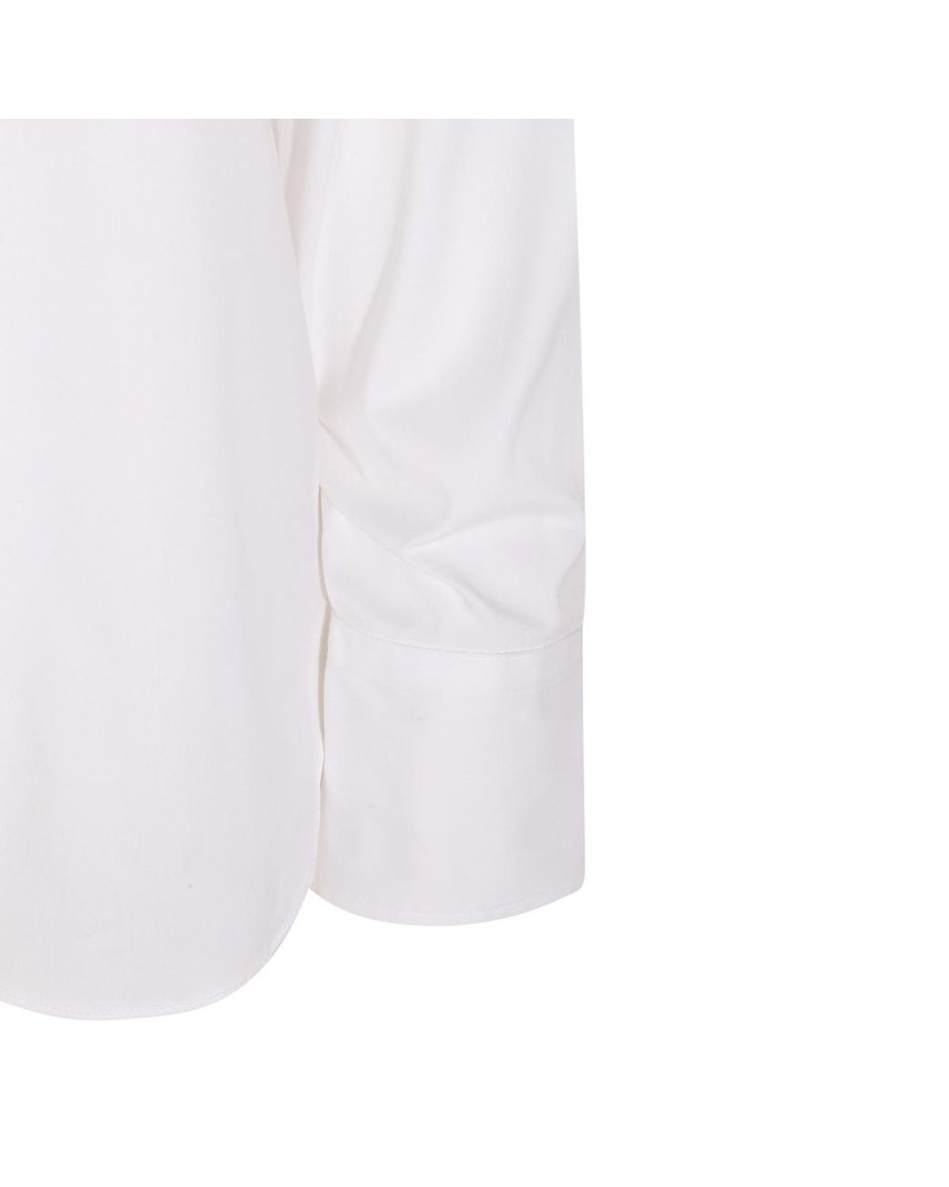 Brunello Cucinelli White Shirt With Pointed Collar And Monil Detail On The Collar