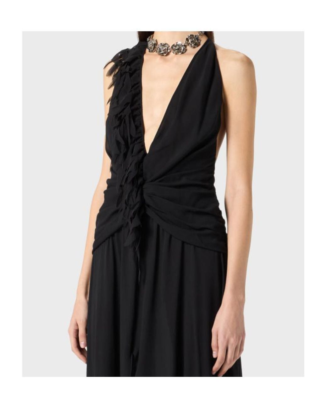 Blumarine Black Ruffled Maxi Dress
