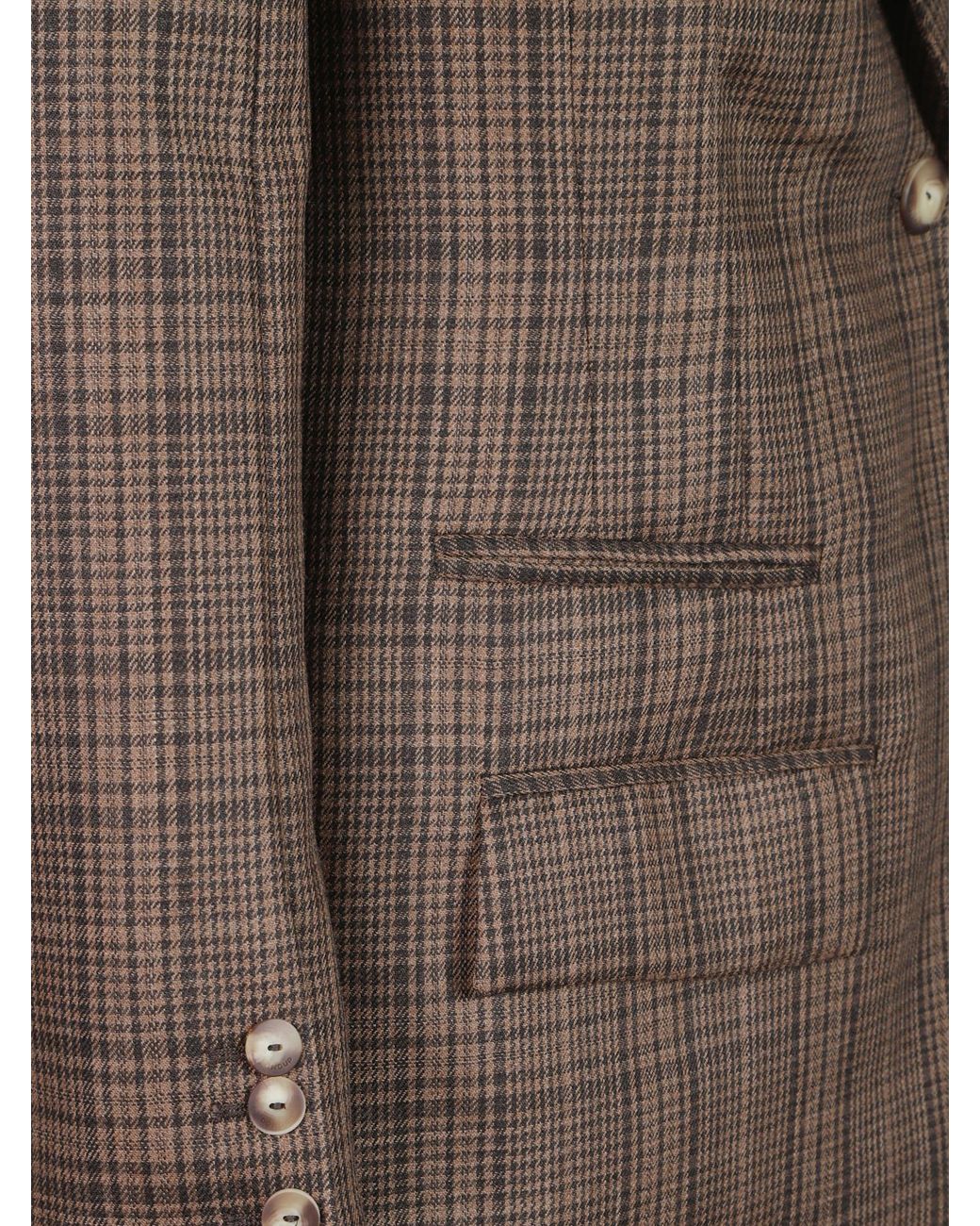 Dondup Brown V-Neck Checked Jacket