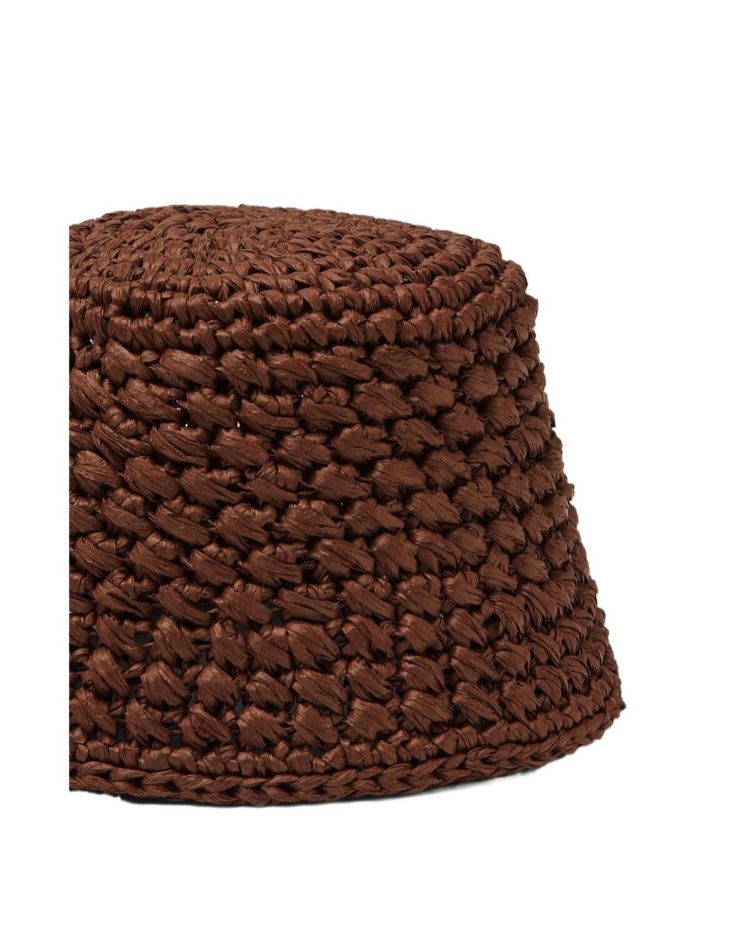 Loro Piana Brown Jasmine Crochet Raffia Bucket Hat