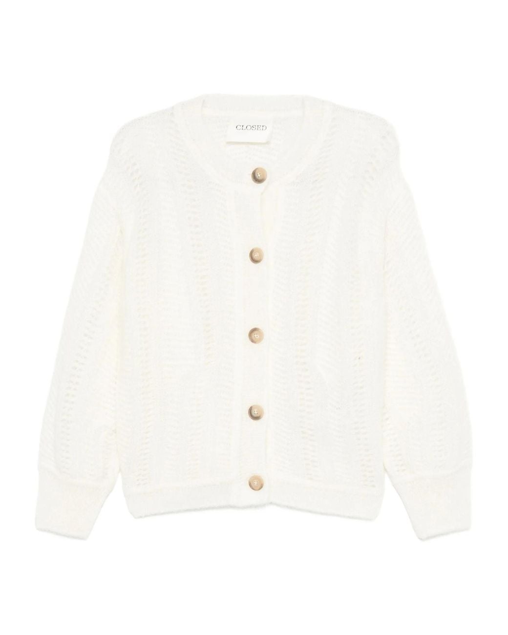 Closed White Crew-Neck Cardigan