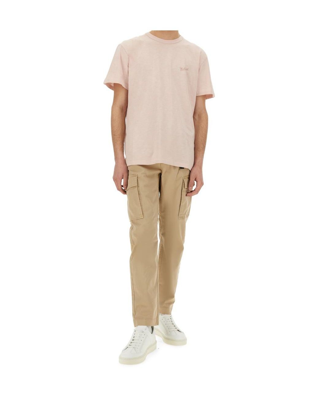 Woolrich Natural Logo-Embroidered Crewneck T-Shirt for men