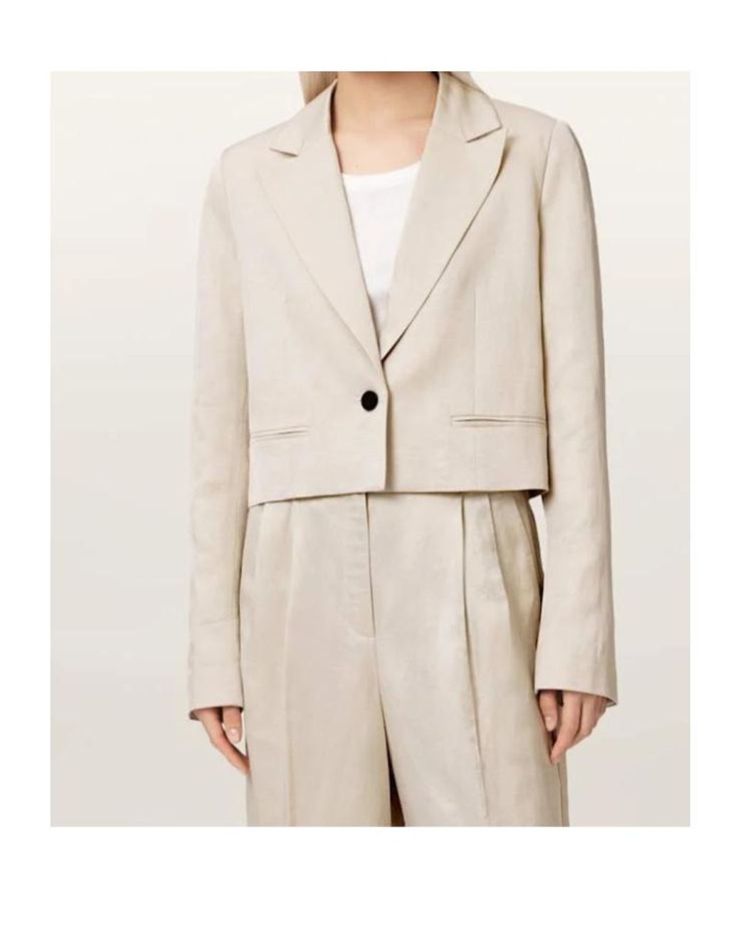 AllSaints Natural Helena Single Breasted Cropped Blazer