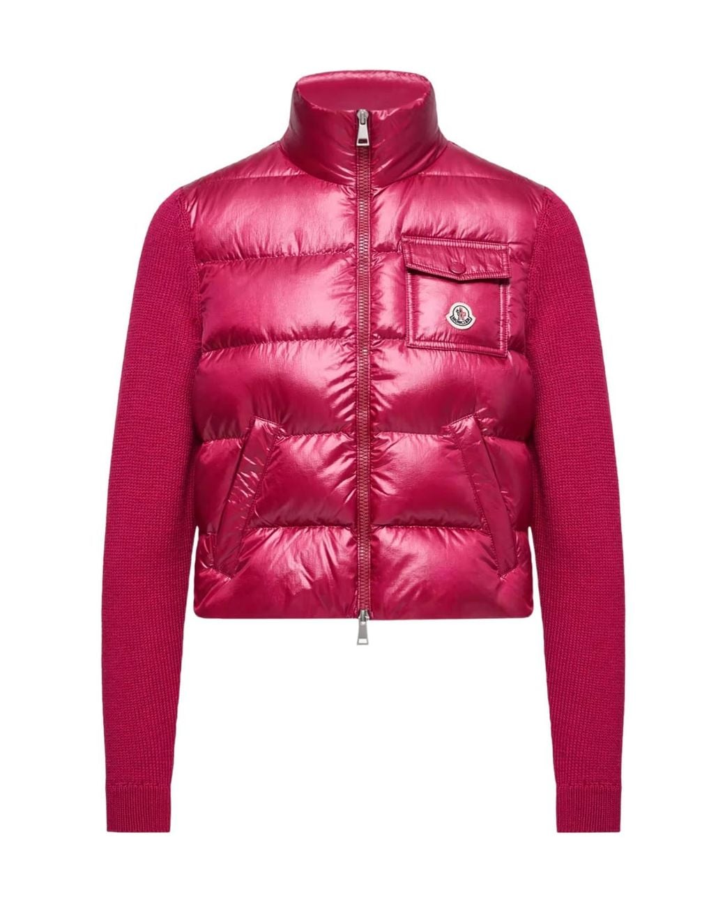 Moncler Red Padded Zip-Up Cardigan